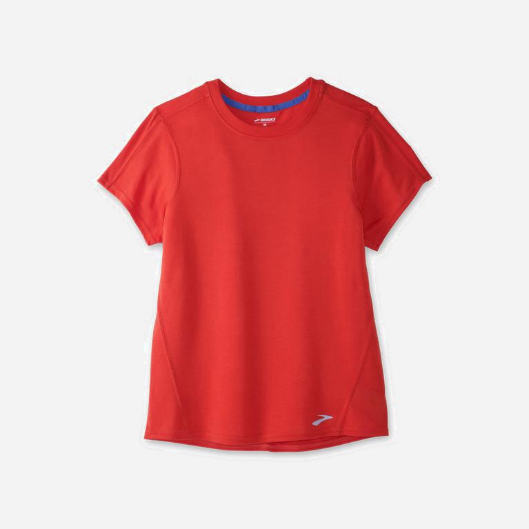 Brooks Distance Israel - Women's Short Sleeve Running Shirt - Jamberry/Red (56382-MLUB)